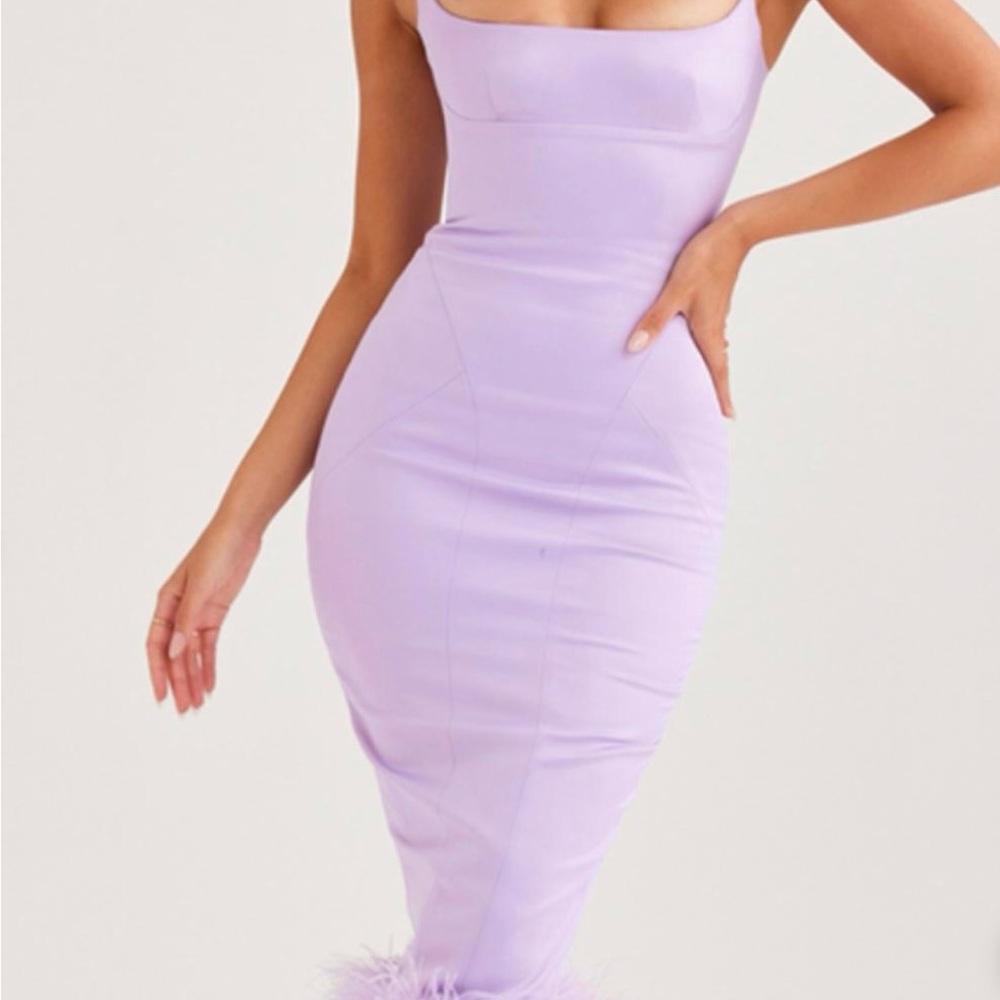 Lavender Feather Trim Dress